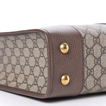 Gucci GG Supreme Monogram Textured Calfskin Web Medium Ophidia Slip Handle Tote Beige Ebony New Acero 9 of 11
