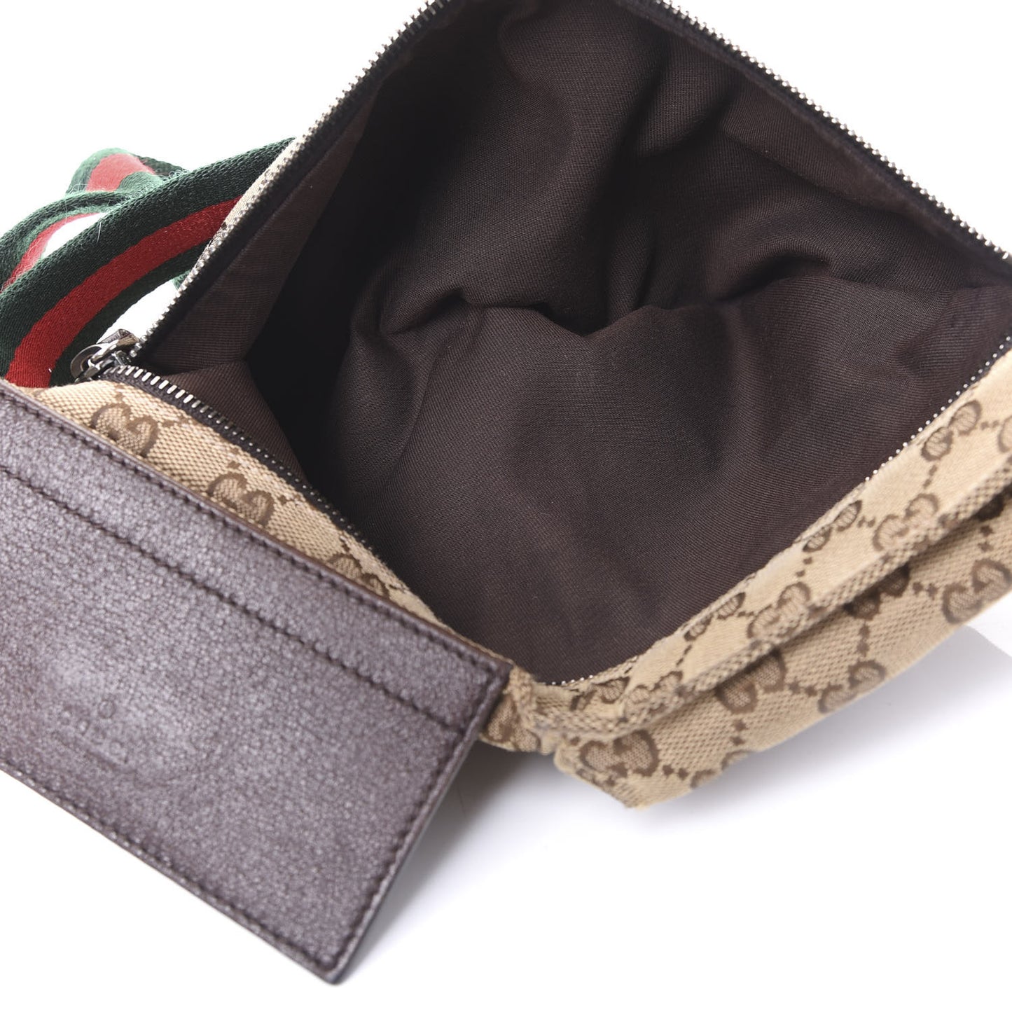 GG Monogram Double Pocket Belt Bag Dark Brown