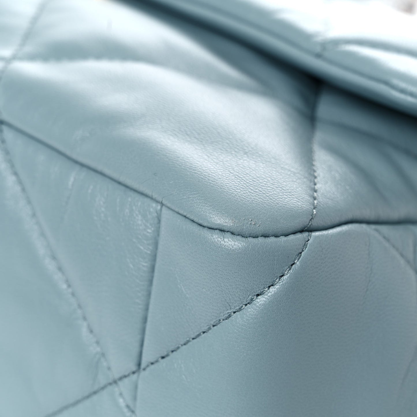 Lambskin Quilted Large Chanel 19 Flap Light Blue