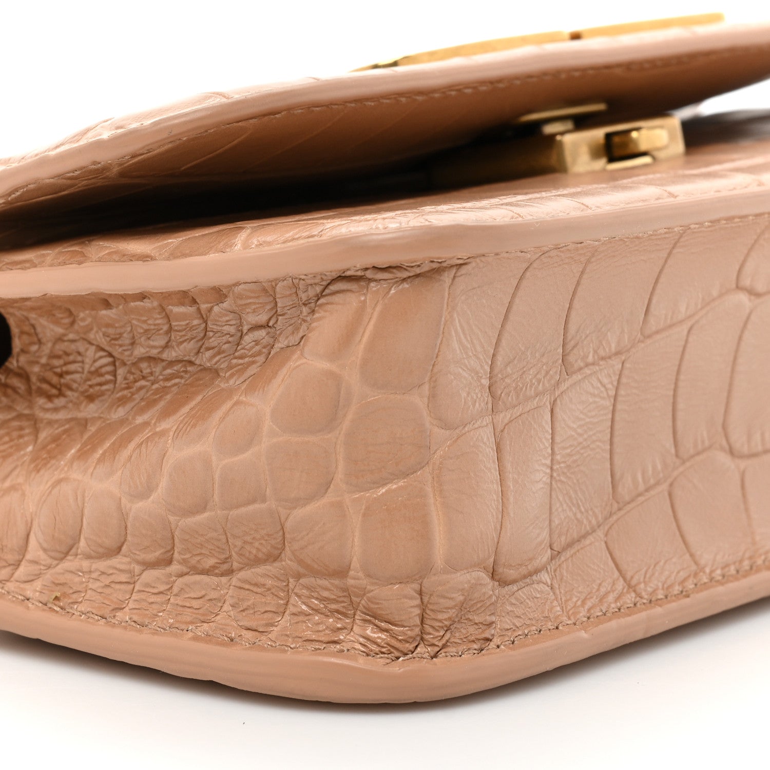 Balenciaga Extra Supple Calfskin Crocodile Embossed Gossip Chain Bag XS Nude Beige 10 of 16