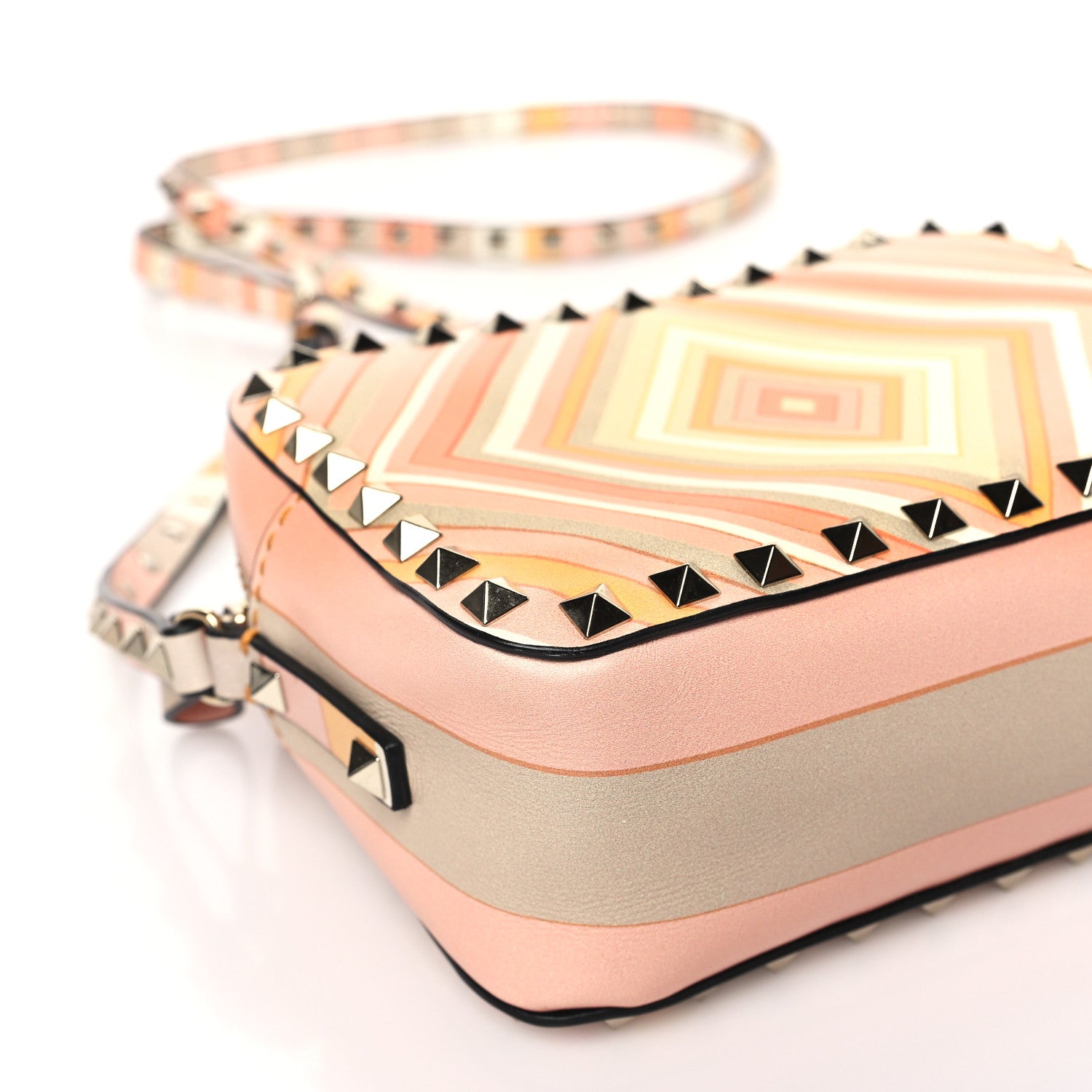 Valentino Garavani Vitello Native Couture 1975 Rockstud Camera Crossbody Bag Orange Multicolor 7 of 9