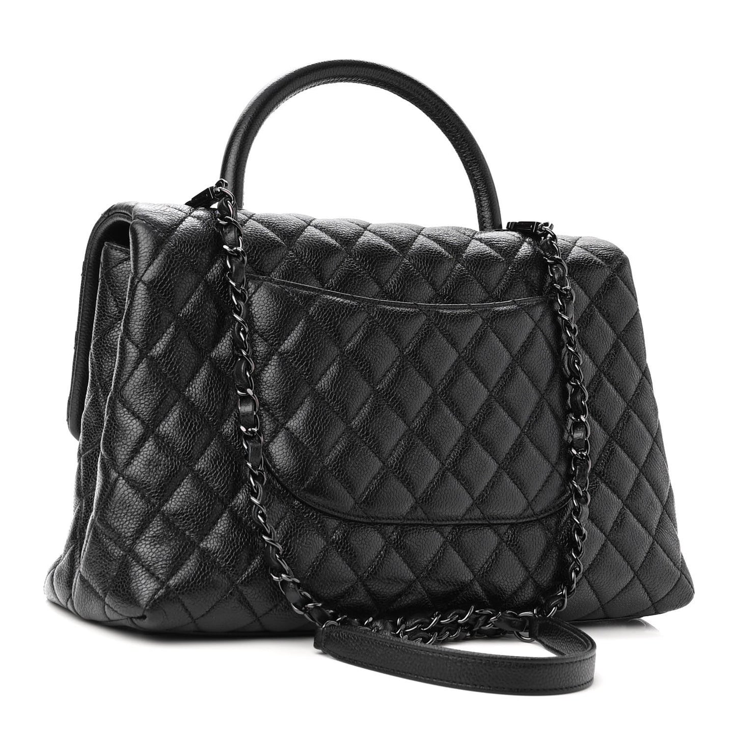 Caviar Quilted Medium Coco Handle Flap So Black