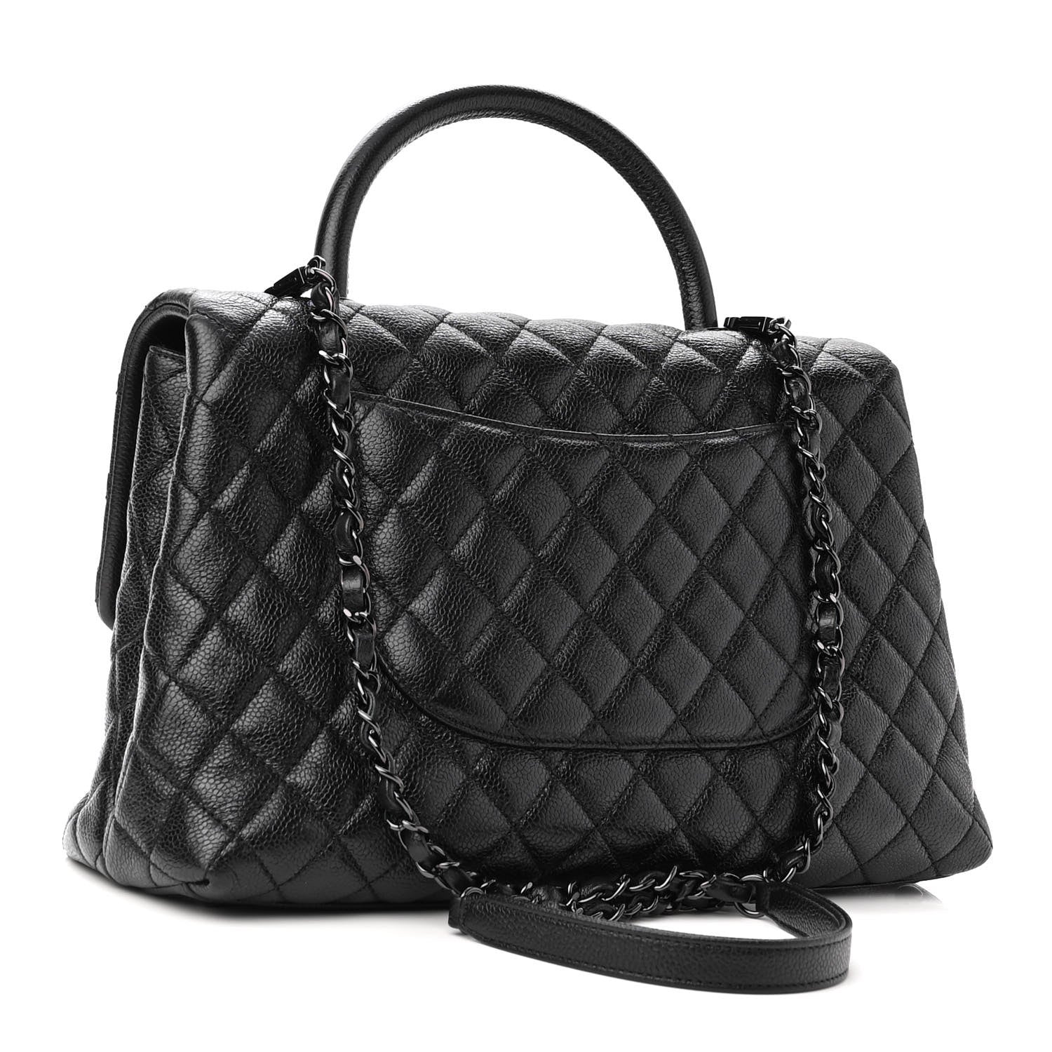 Chanel Caviar Quilted Medium Coco Handle Flap So Black 3 of 10