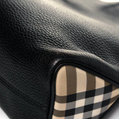 Burberry Grainy Calfskin House Check Horn Toggle Shoulder Bag Black 10 of 10