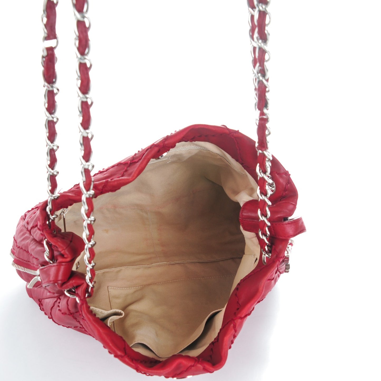 Calfskin Expandable Tote Red