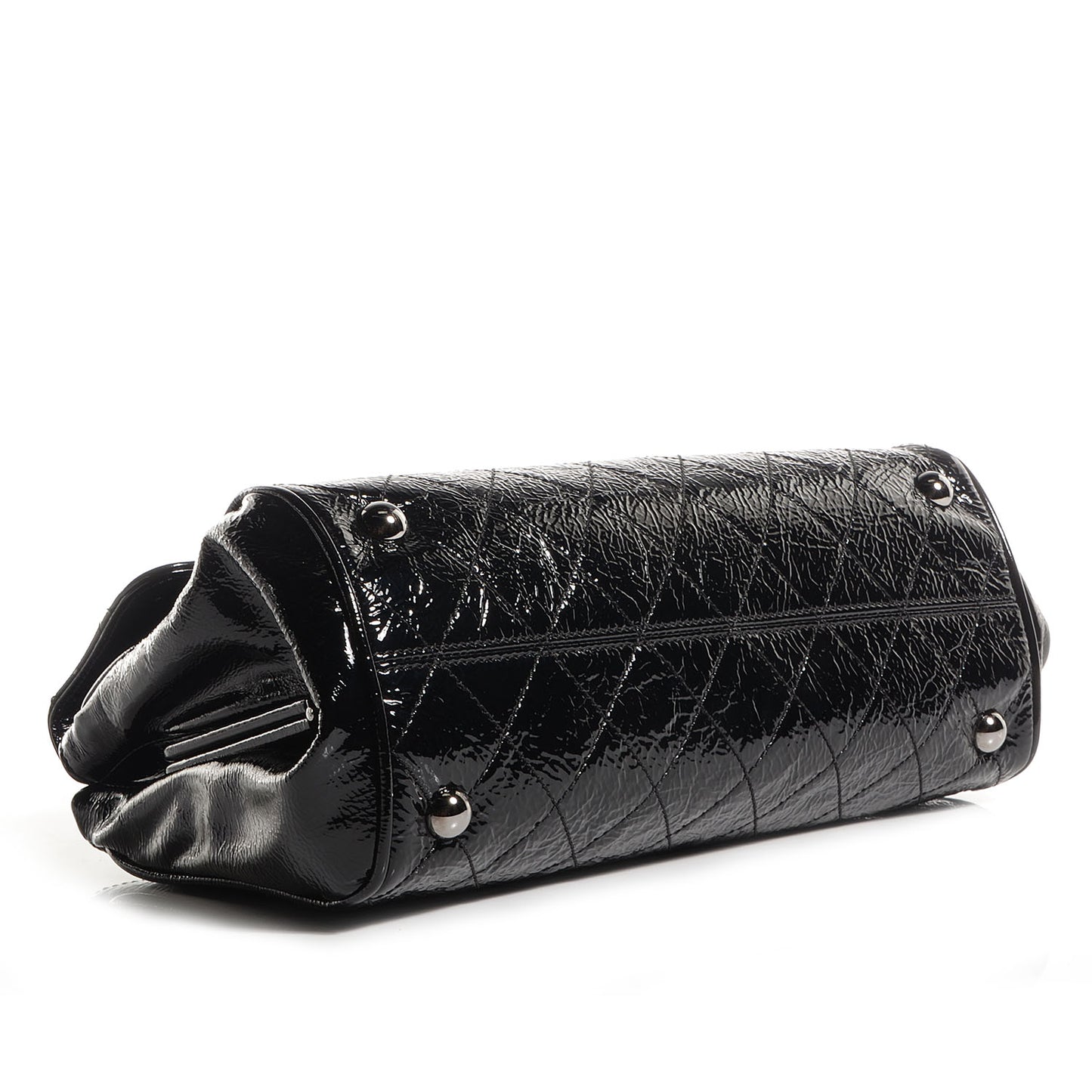 Patent Quilted Ritz Flap Bag Black