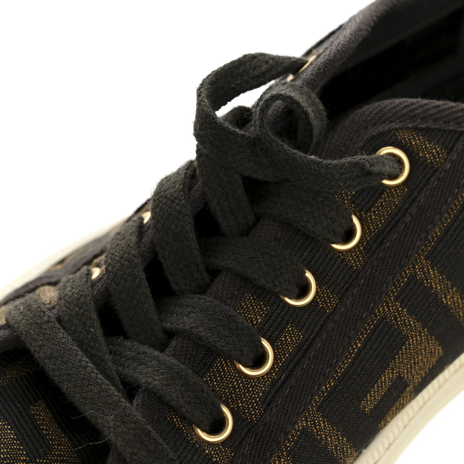 Fendi Fabric Jacquard FF Womens Domino Low Top Sneakers 37.5 Tobacco 10 of 10