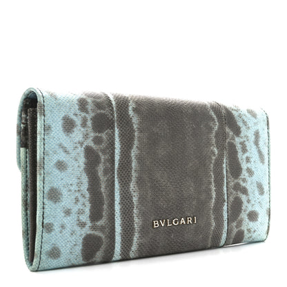 Bulgari Karung Calfskin Serpenti Forever Long Wallet Blue Brown 3 of 8