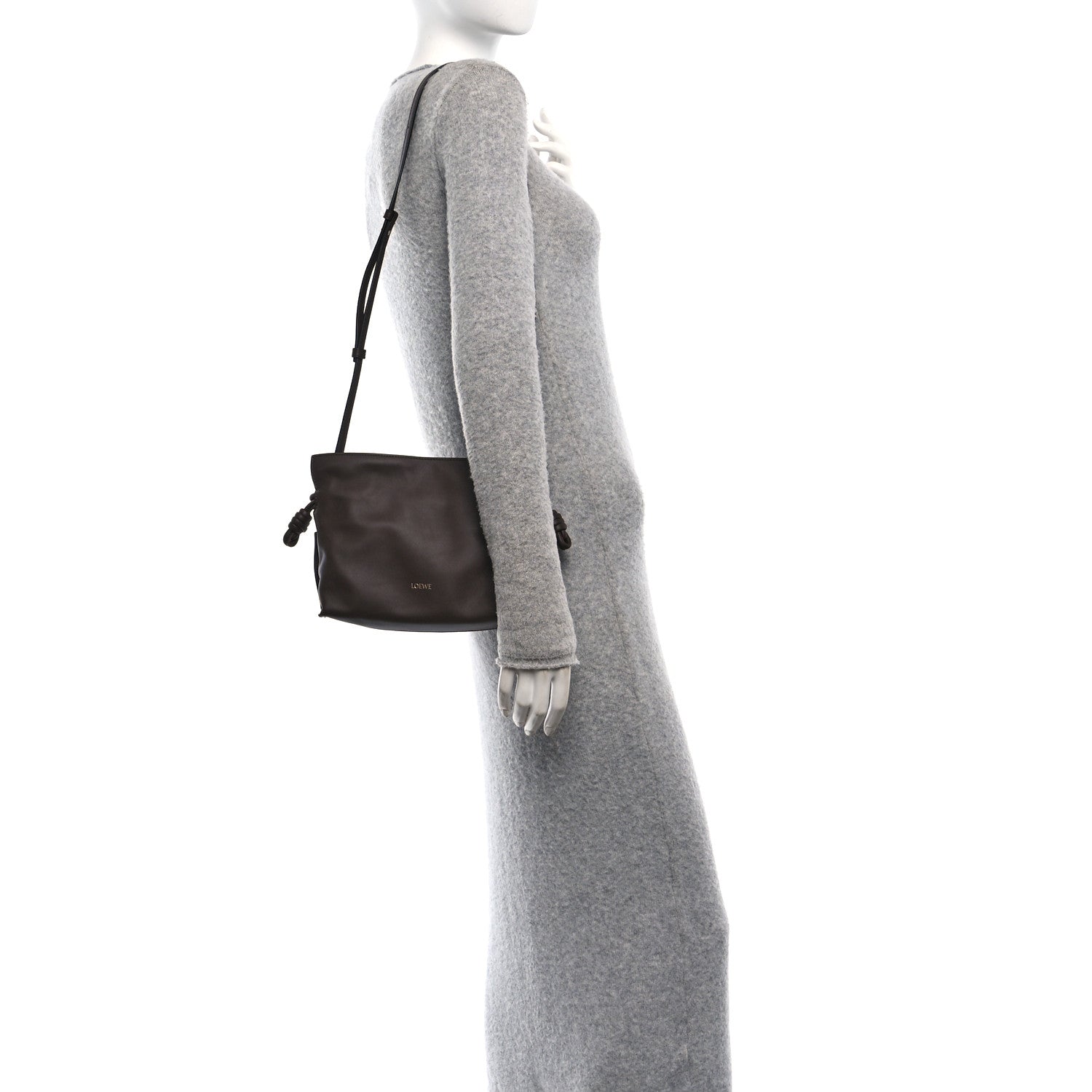 Loewe Calfskin Mini Flamenco Knot Clutch Chocolate 2 of 10