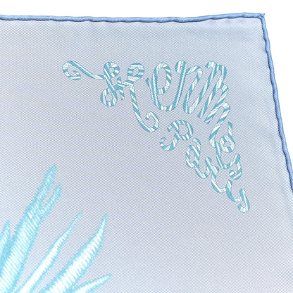 Hermes Silk Twill Plumets Et Panaches Scarf 90 Bleu Glacier Vert 3 of 5