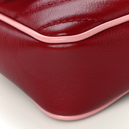Gucci Azalea Calfskin Enamel Matelasse Diagonal Super Mini Torchon GG Marmont Shoulder Bag New Cherry Red Wild Rose 9 of 11