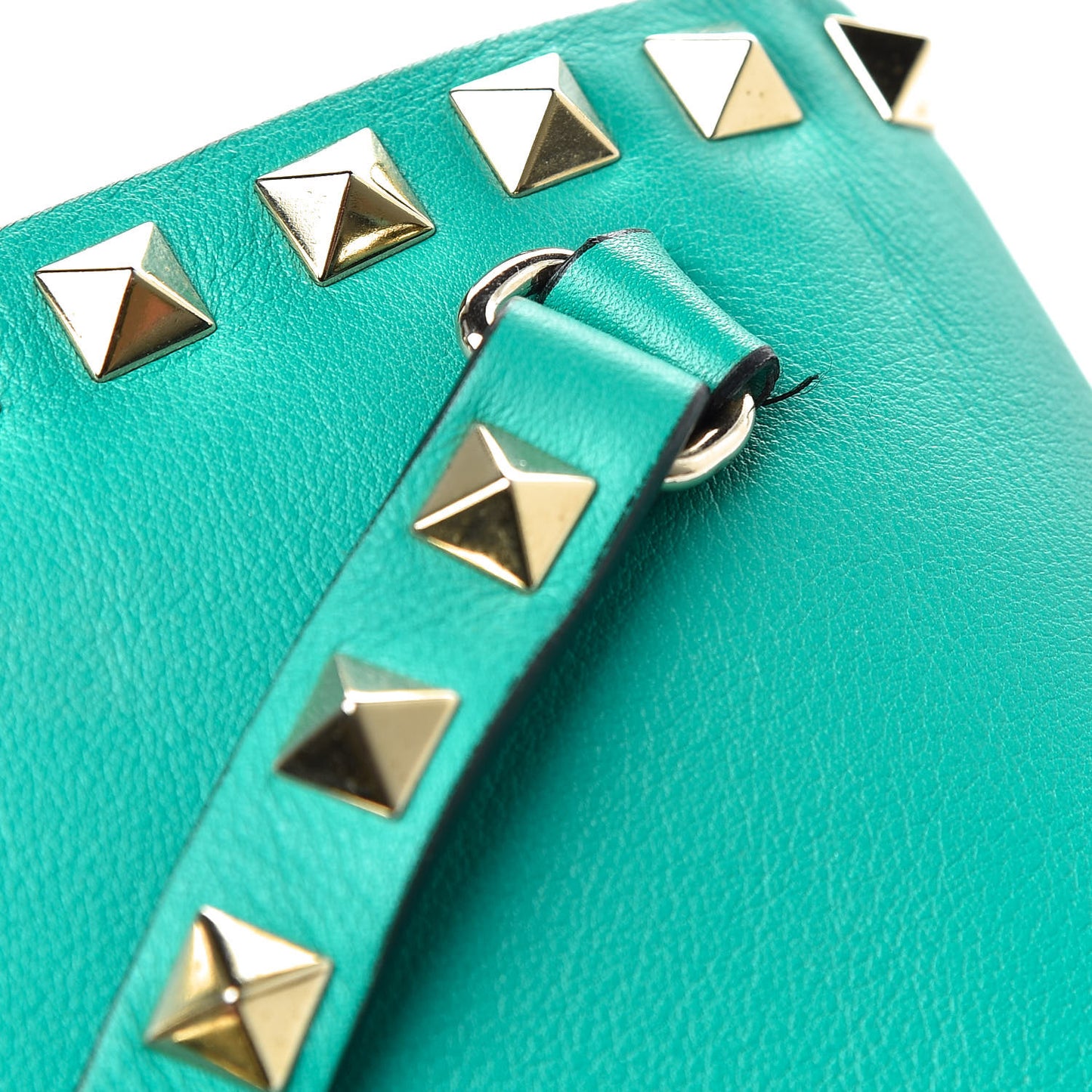 Vitello Small Rockstud Shoulder Flap Messenger Bag Opaline Green