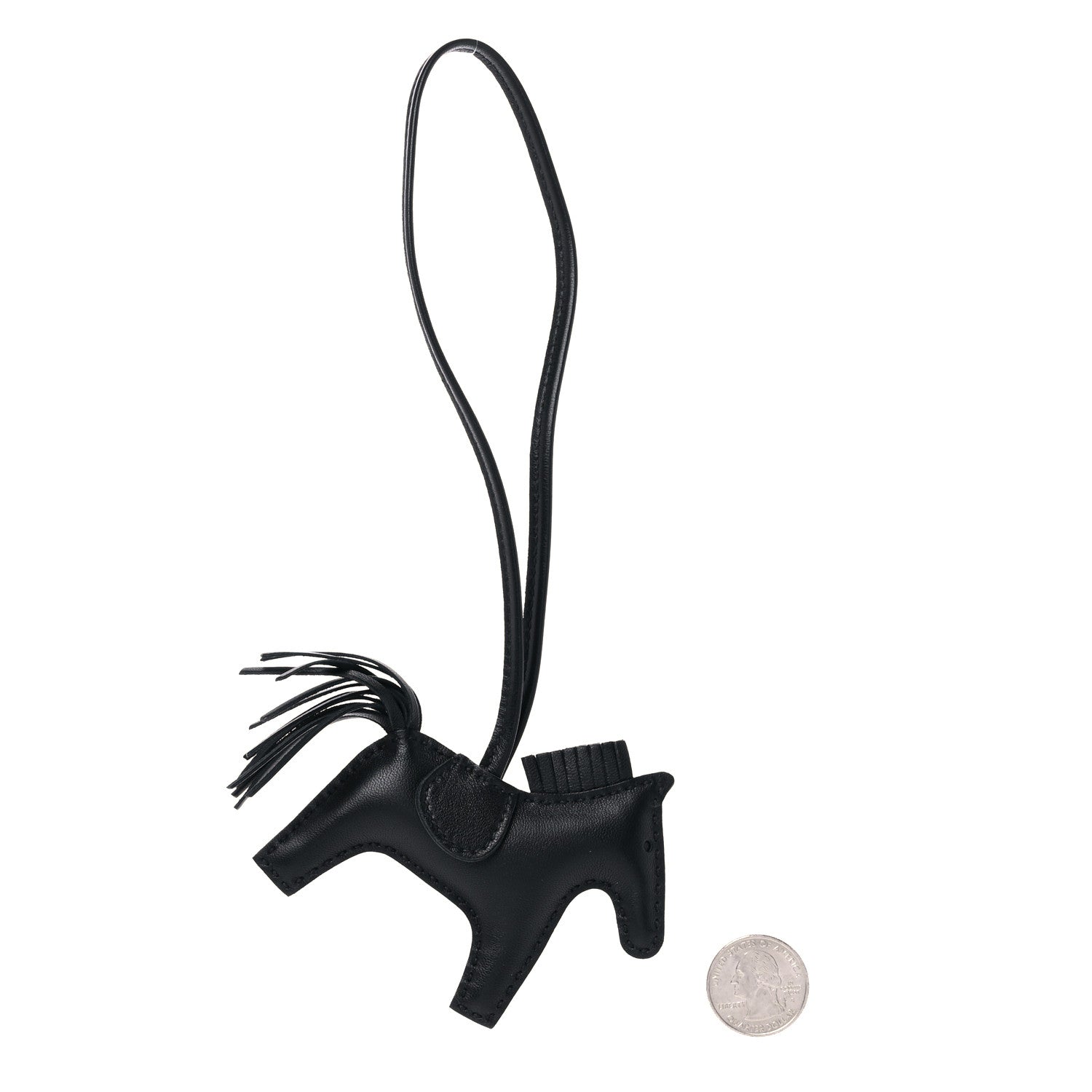 Hermes Milo Lambskin Grigri Rodeo Horse Bag Charm PM So Black 2 of 4