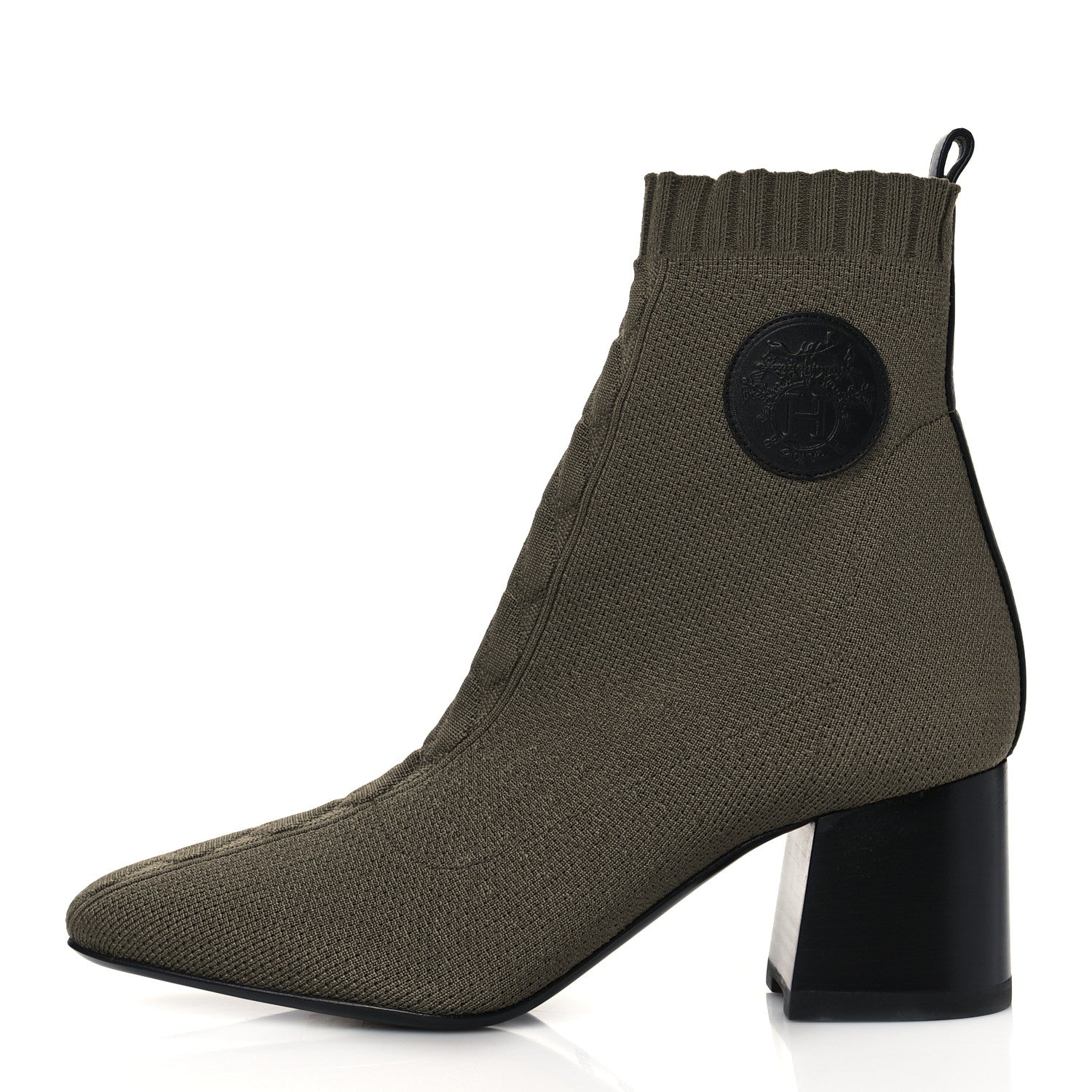 Hermes Knit Calfskin Volver 60 Ankle Boots 37.5 Vert Sapin 1 of 8