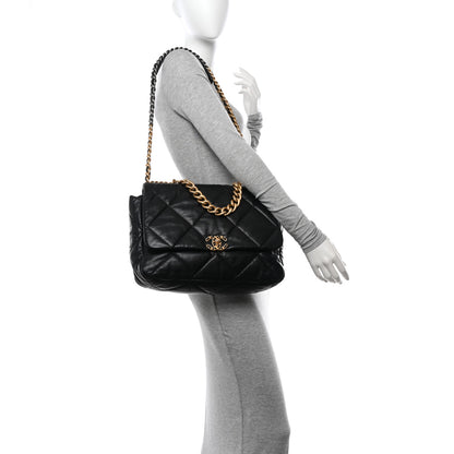 Chanel Goatskin Quilted Maxi Chanel 19 Flap Black 2 of 10