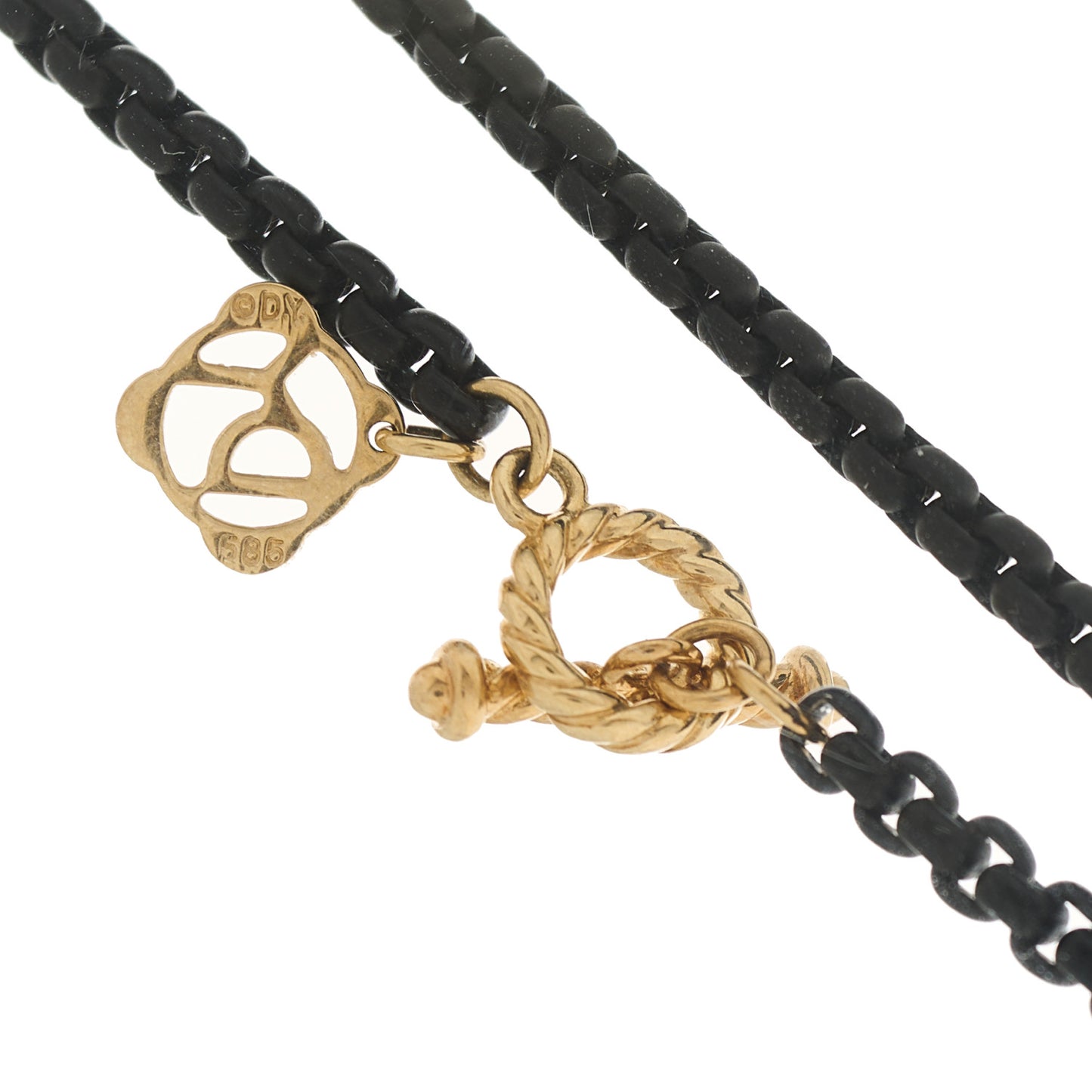 Stainless Steel 14K Yellow Gold Acrylic Bel Aire Chain Necklace Black
