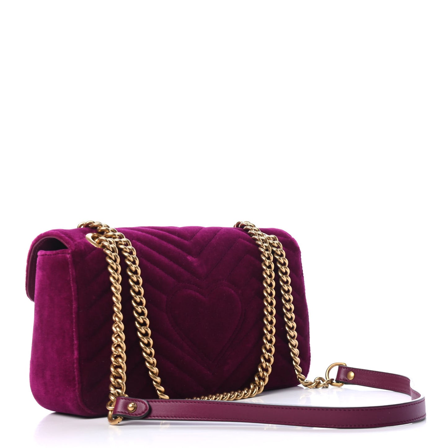Velvet Matelasse Embroidered Small GG Marmont Shoulder Bag Fuchsia Violet Cyclamen