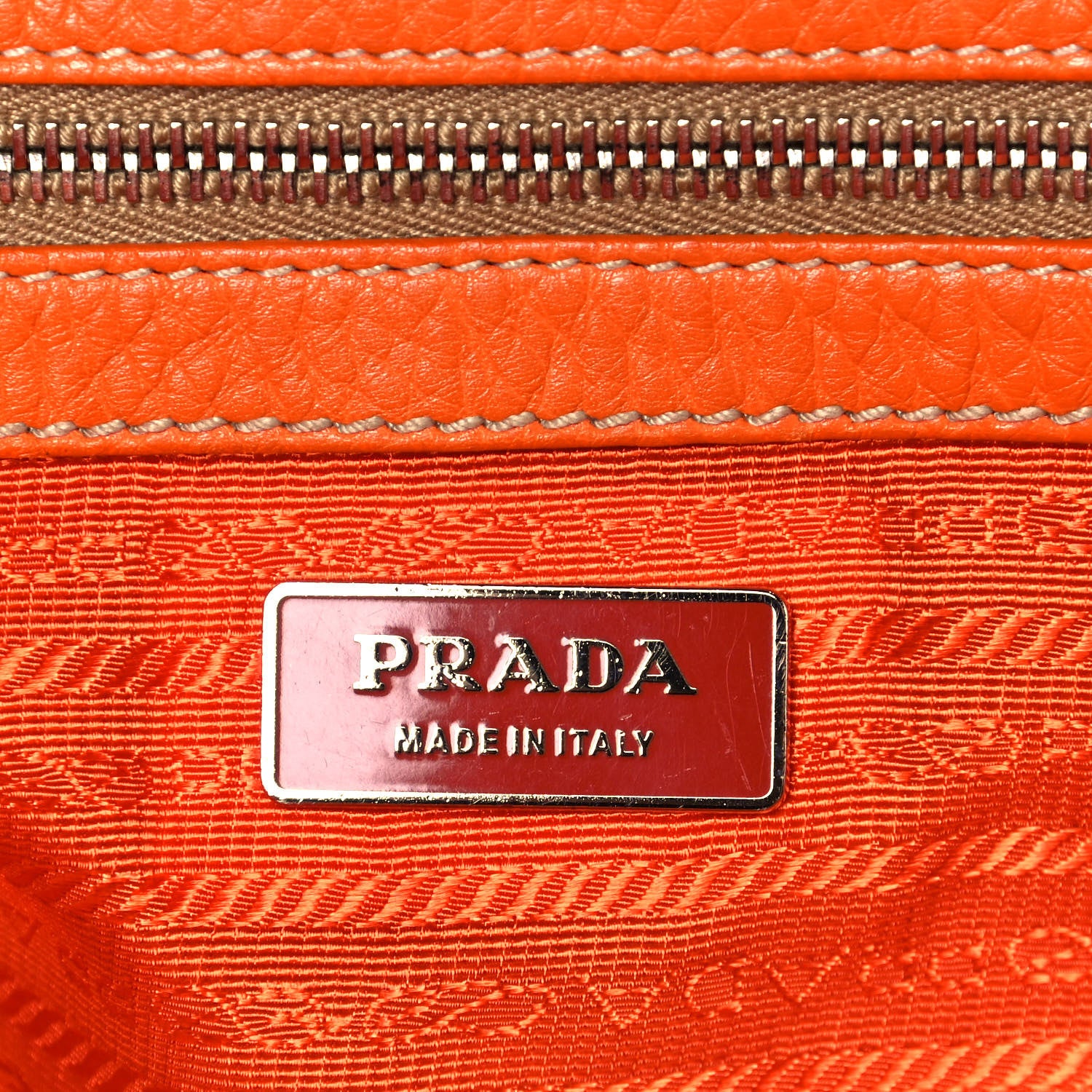 Prada Vitello Daino Lizard Shoulder Bag Orange 6 of 16
