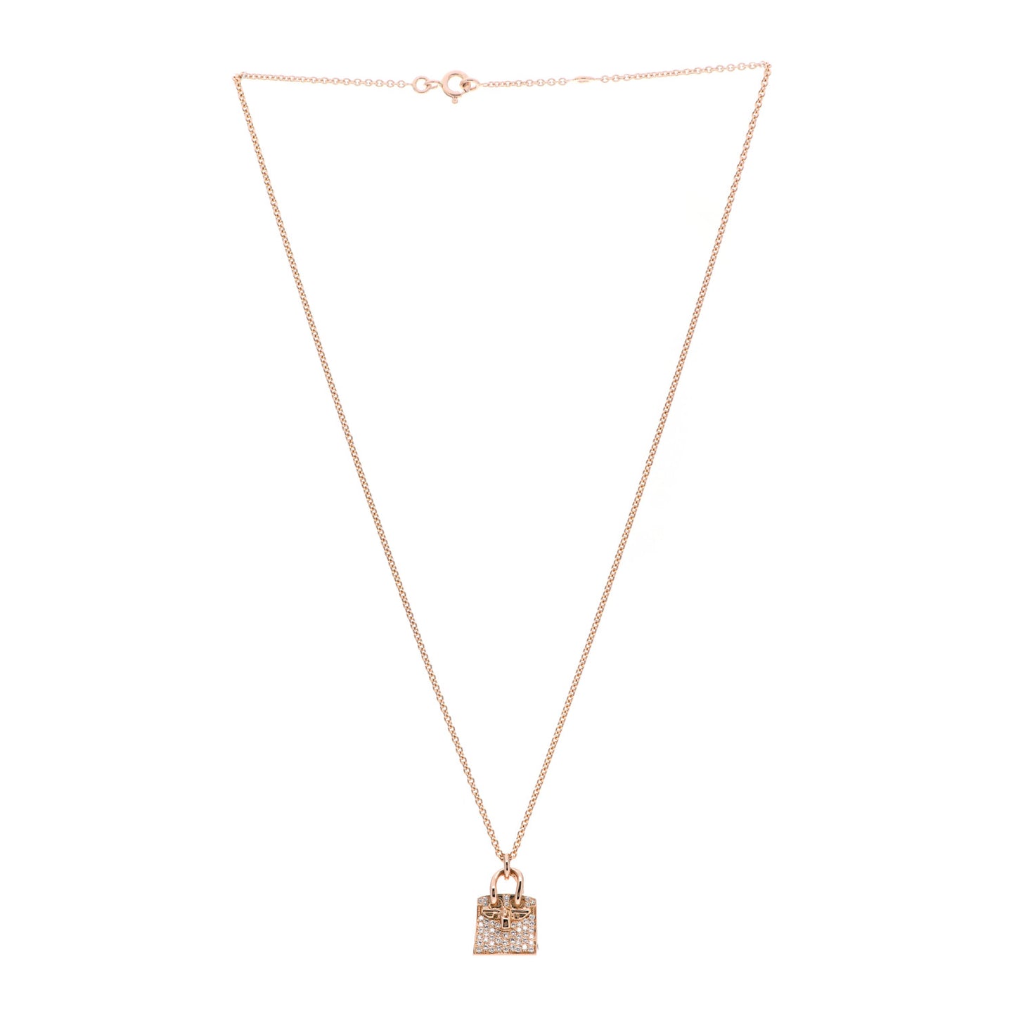 18K Rose Gold Diamond Birkin Amulette Pendant Necklace