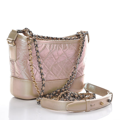 Chanel Iridescent Aged Calfskin Quilted Small Gabrielle Hobo Light Pink 5 of 12