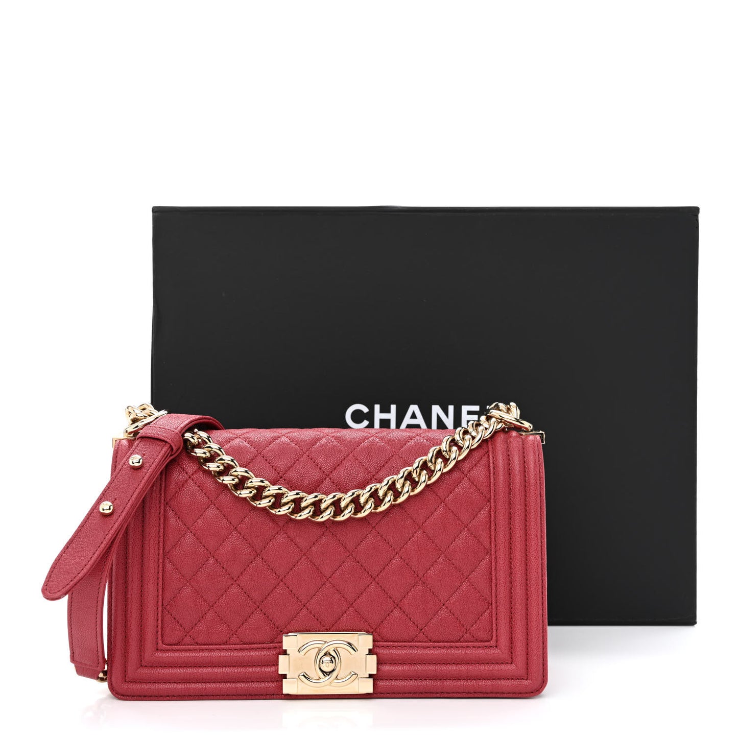 Caviar Quilted Medium Boy Flap Red