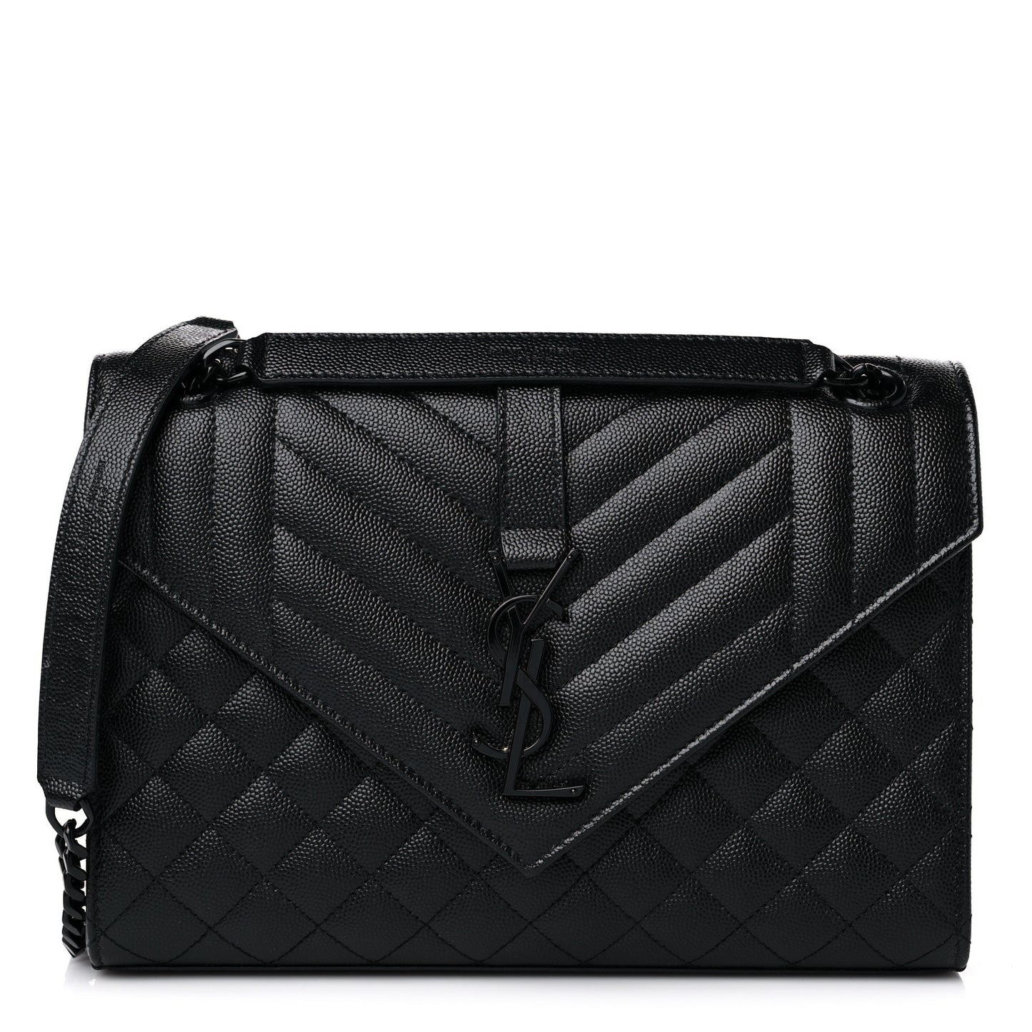 Grain De Poudre Textured Mixed Matelasse Triquilt Medium Monogram Satchel Black