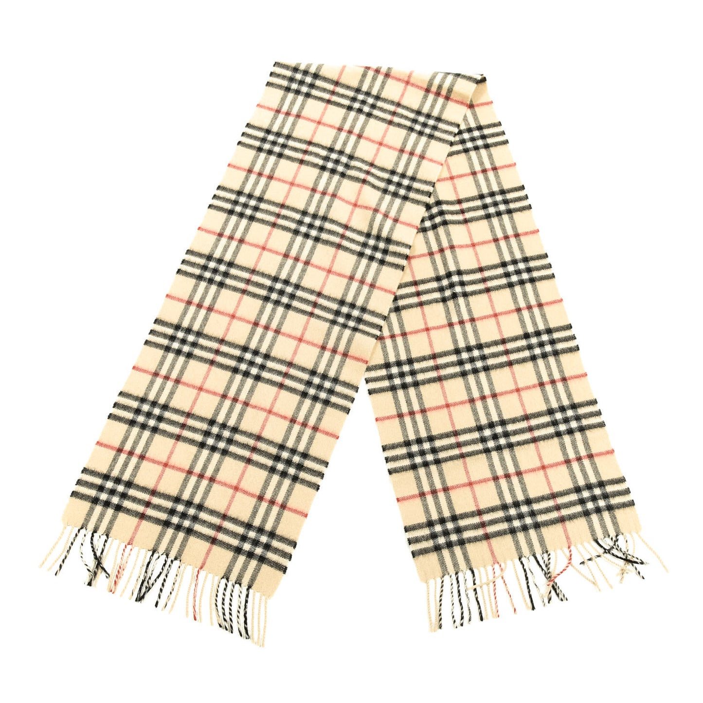 Cashmere House Check Fringe Scarf Camel