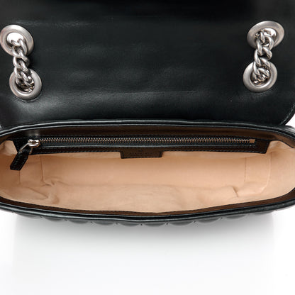Gucci Calfskin Matelasse Aria Small GG Marmont Shoulder Bag Black 5 of 10