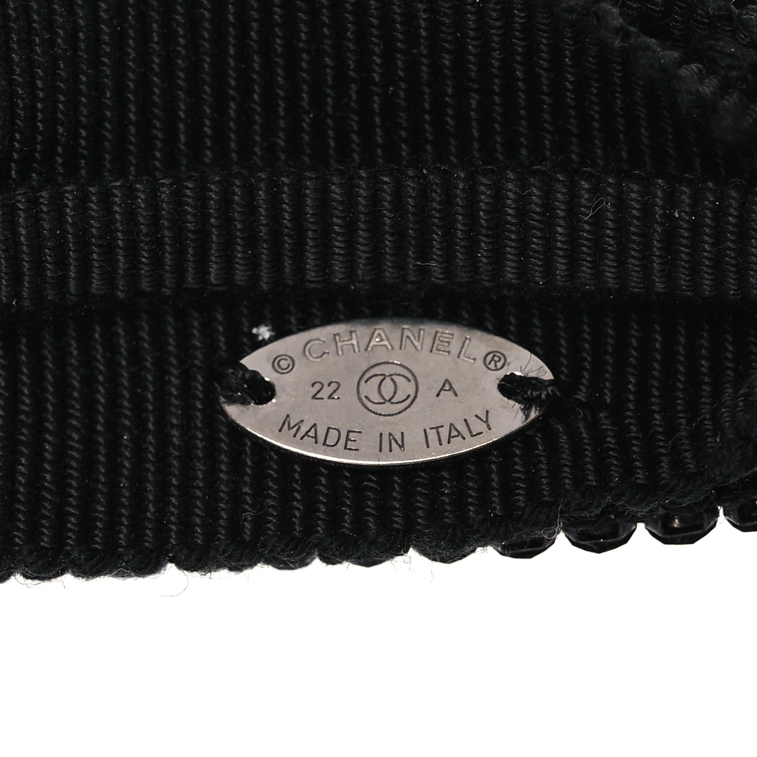 Chanel Silk Crystal CC Bow Headband Black 5 of 5