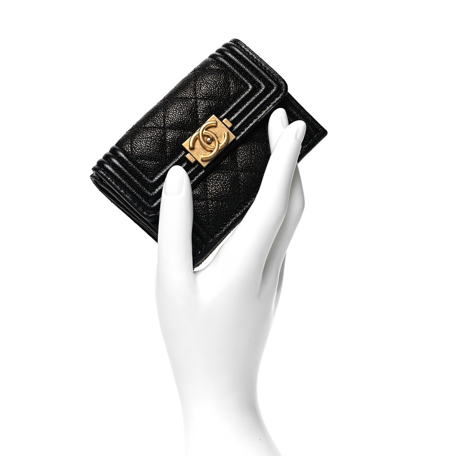Chanel Caviar Quilted Small Boy Flap Wallet Black 2 of 12