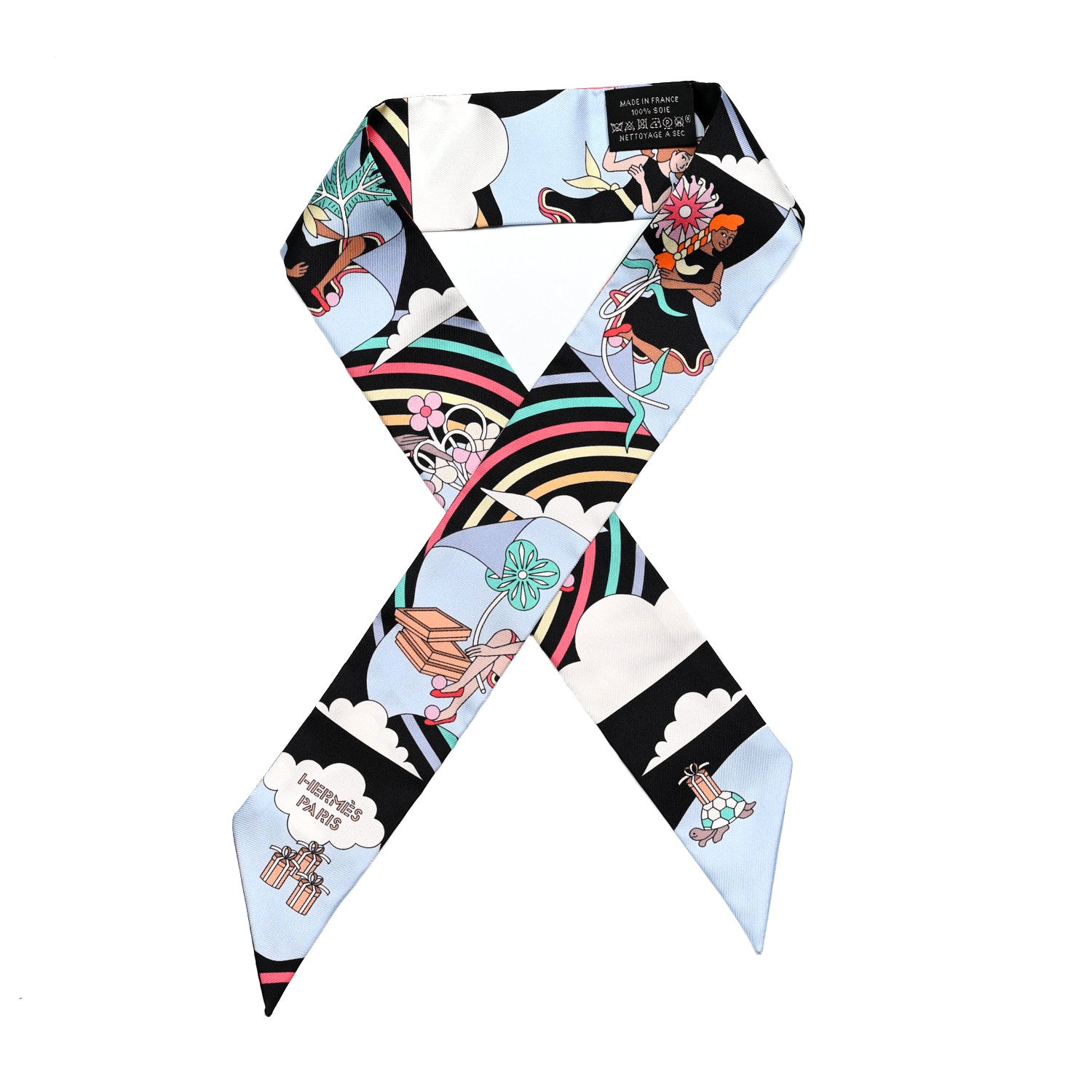 Hermes Silk Carres Volants Twilly Black Ciel Multicolor 1 of 4