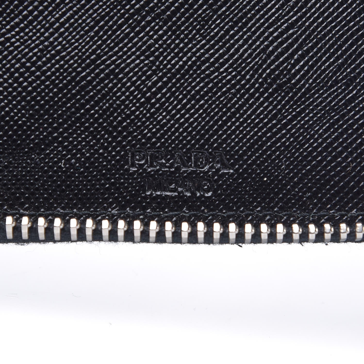Prada Saffiano Zip Around Portfolio Wallet Black 7 of 10