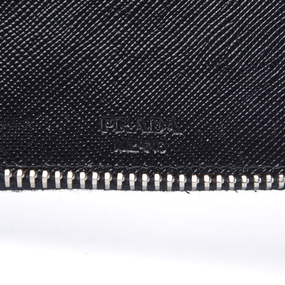 Prada Saffiano Zip Around Portfolio Wallet Black 7 of 10