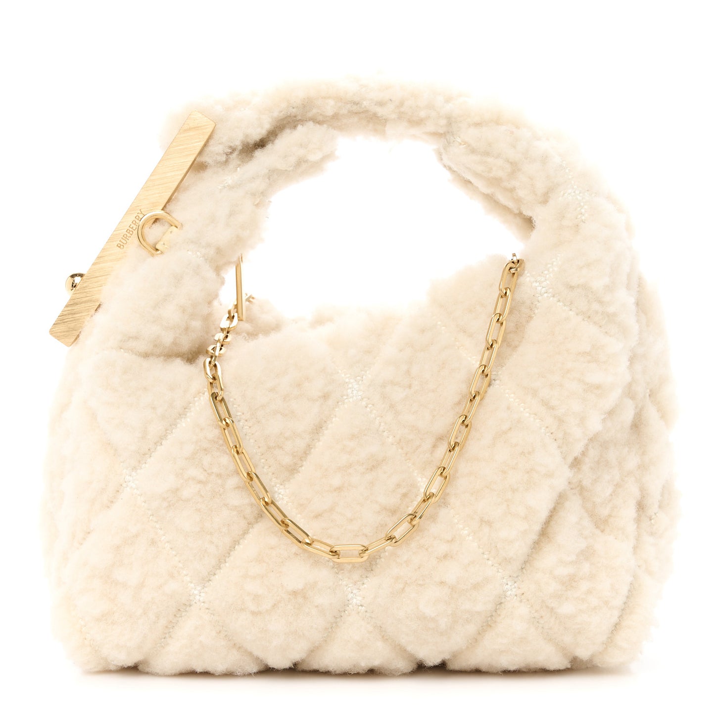 Shearling Peg Micro Duffle Bag Ecru