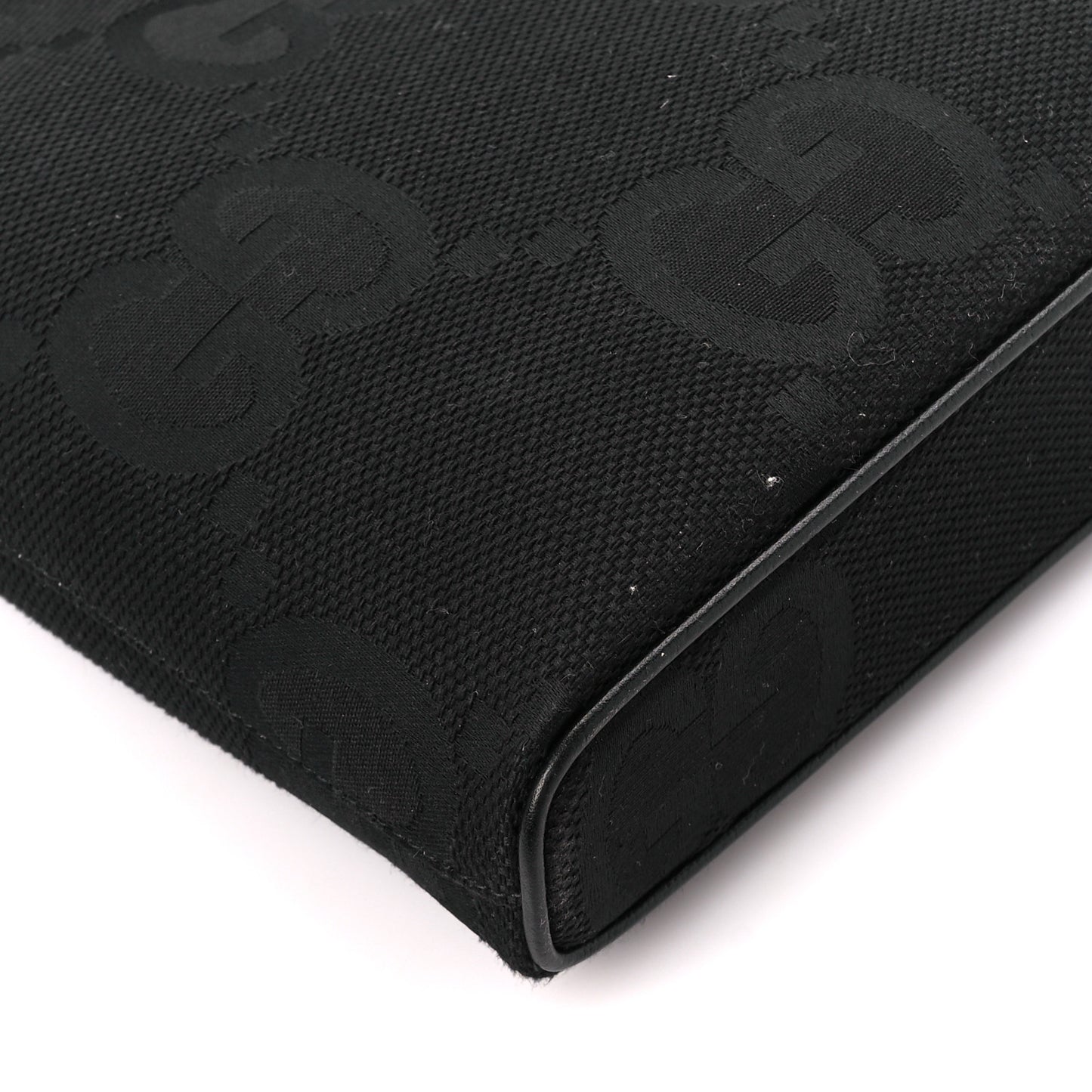 Monogram Jumbo GG Textured Dollar Calfskin Wristlet Messenger Bag Black