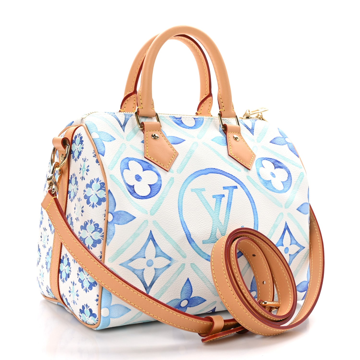Louis Vuitton Monogram Tiles By The Pool Speedy Bandouliere 25 Lagoon Blue 3 of 12