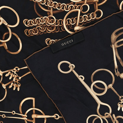 Gucci Silk Twill Horsebit Square Scarf Black 3 of 5