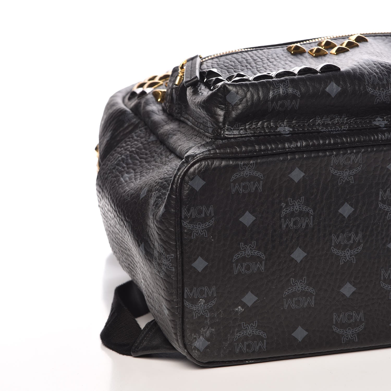 MCM Visetos Studded Medium Stark M Backpack Black 14 of 15