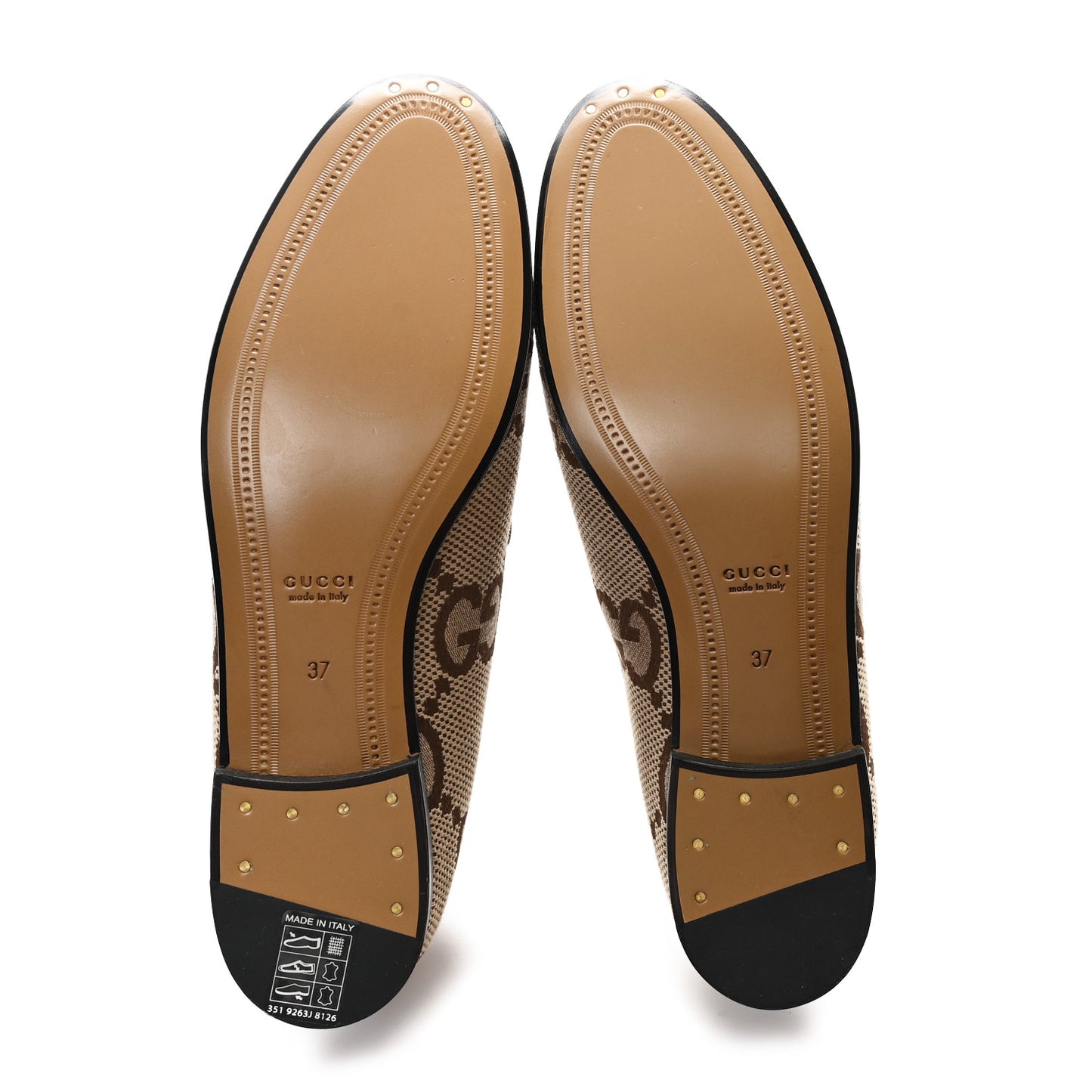 Monogram Jumbo GG Malaga Kid Horsebit Womens Jordaan Loafers 37 Camel Ebony New Acero Beige