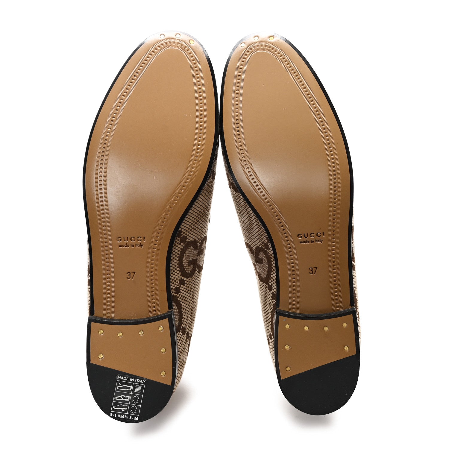 Gucci Monogram Jumbo GG Malaga Kid Horsebit Womens Jordaan Loafers 37 Camel Ebony New Acero Beige 6 of 10