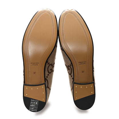 Gucci Monogram Jumbo GG Malaga Kid Horsebit Womens Jordaan Loafers 37 Camel Ebony New Acero Beige 6 of 10