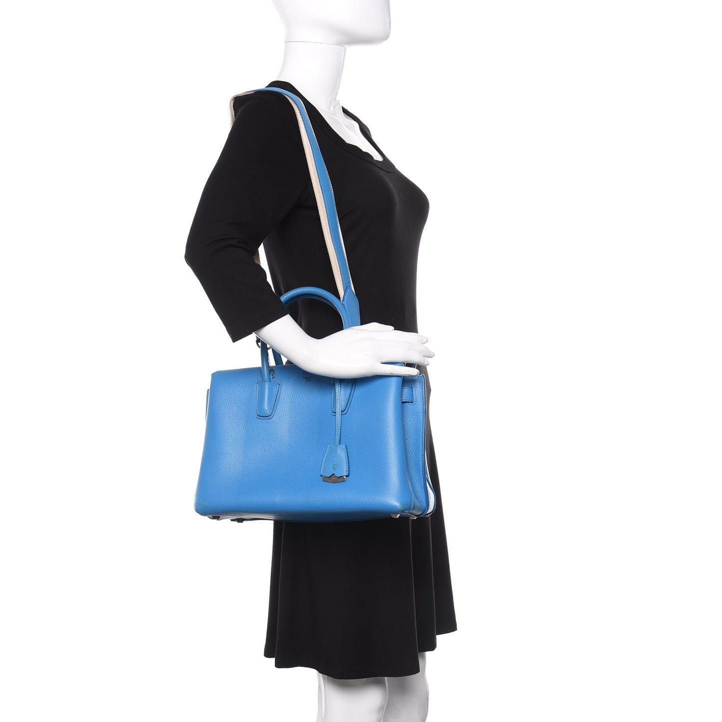 Grained Calfskin Large Milla Tote Tile Blue