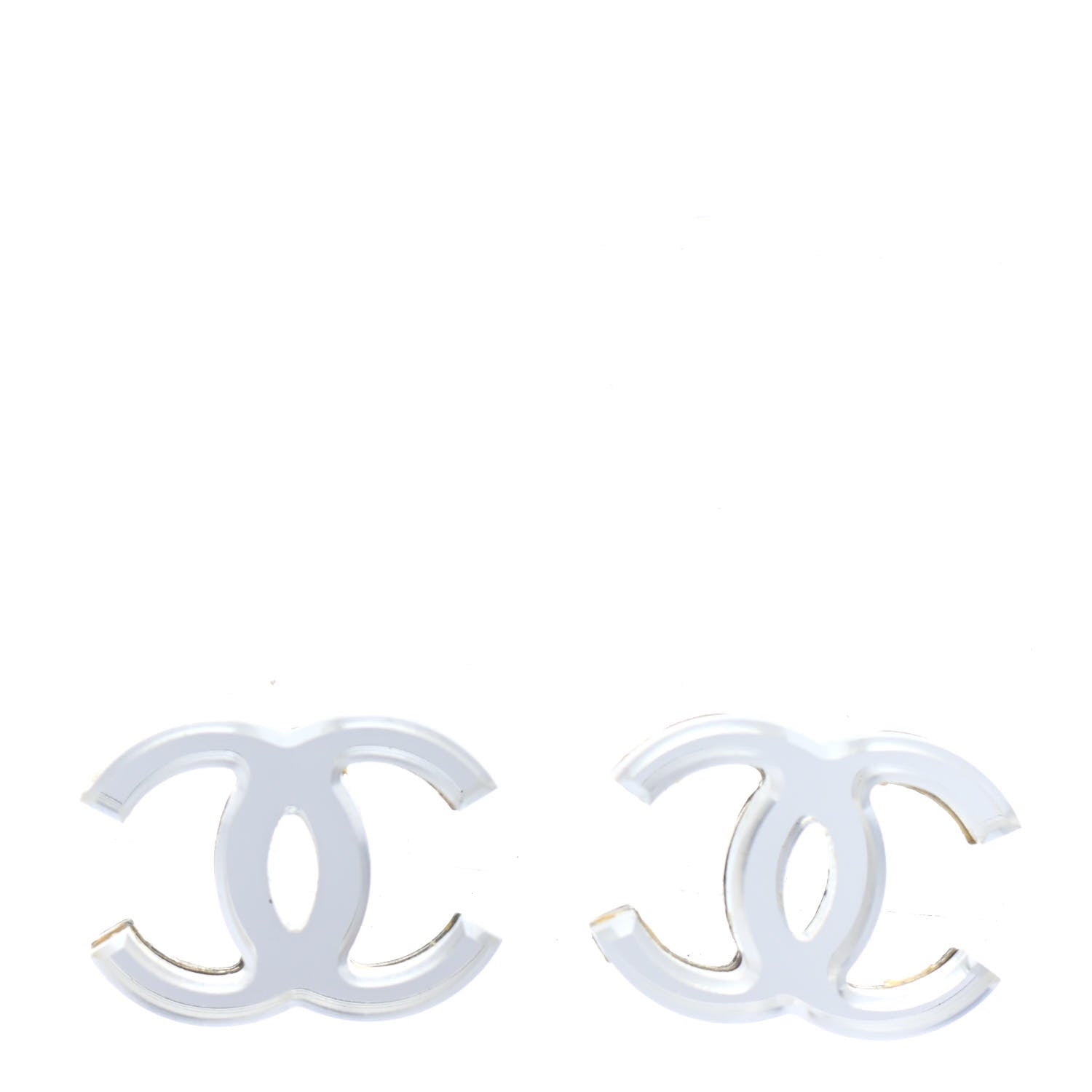 Chanel Resin CC Earrings Silver 1 of 4