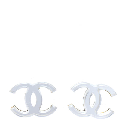 Chanel Resin CC Earrings Silver 1 of 4