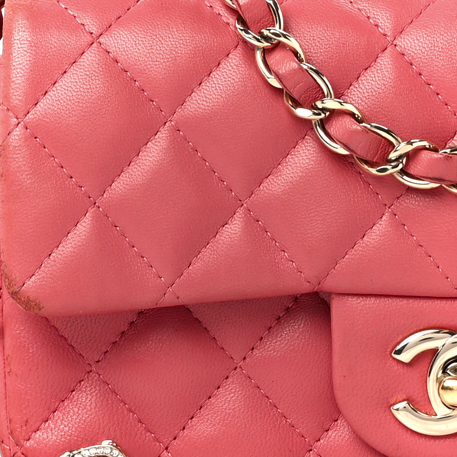 Chanel Lambskin Quilted Valentine Charms Mini Rectangular Flap Pink 10 of 14