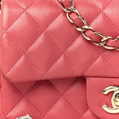 Chanel Lambskin Quilted Valentine Charms Mini Rectangular Flap Pink 10 of 14