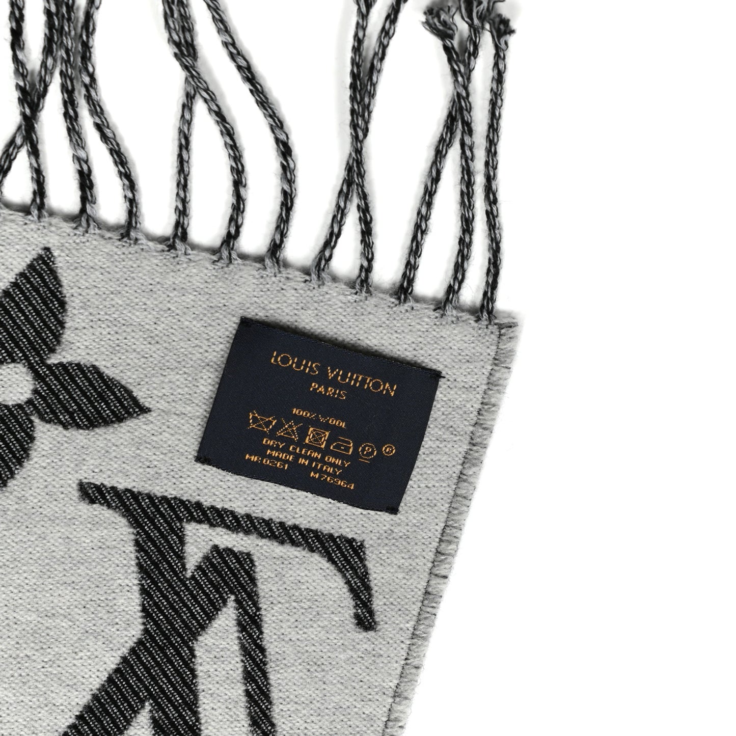 Wool Cashmere Monogram Daily LV Scarf Black White
