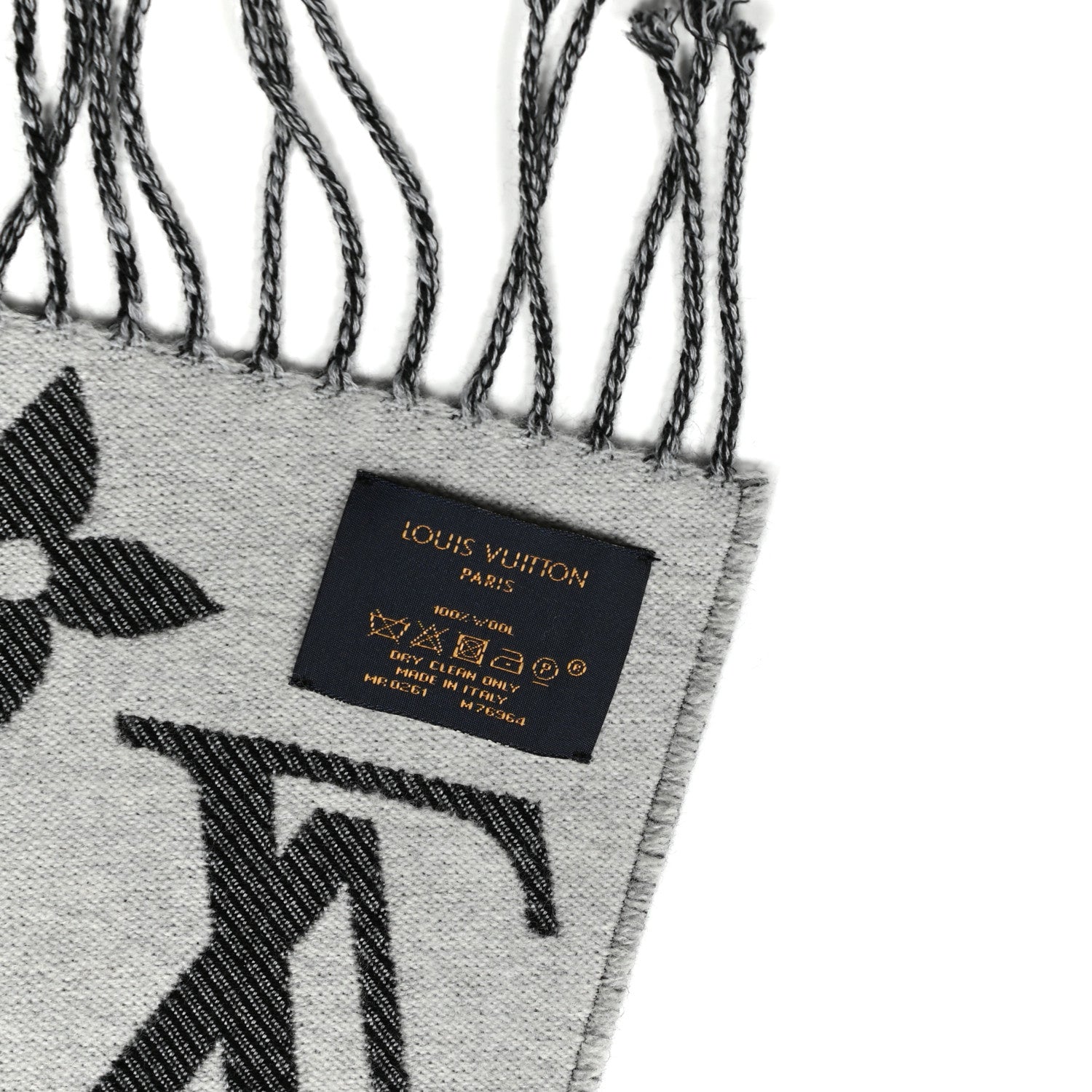 Louis Vuitton Wool Cashmere Monogram Daily LV Scarf Black White 3 of 3