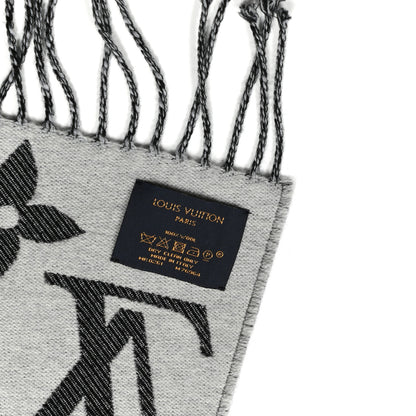 Louis Vuitton Wool Cashmere Monogram Daily LV Scarf Black White 3 of 3