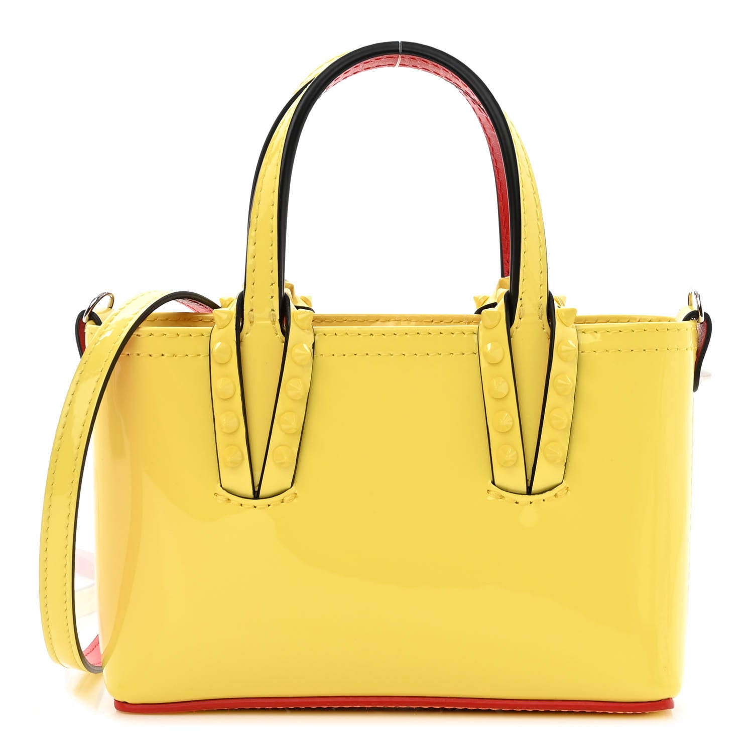 Christian Louboutin Patent Calfskin Spikes Mini East West Cabata Tote Yellow 1 of 11